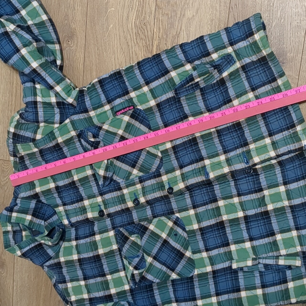 GOTCHA Farmland Flannel Quilted JACKET Bottle Green  Mens size Large - Picture 9 of 10